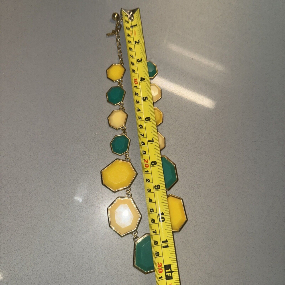 Kate Spade New York Necklace Rhinestone Green Yellow White Gold L-58cm Near mint - Picture 7 of 8